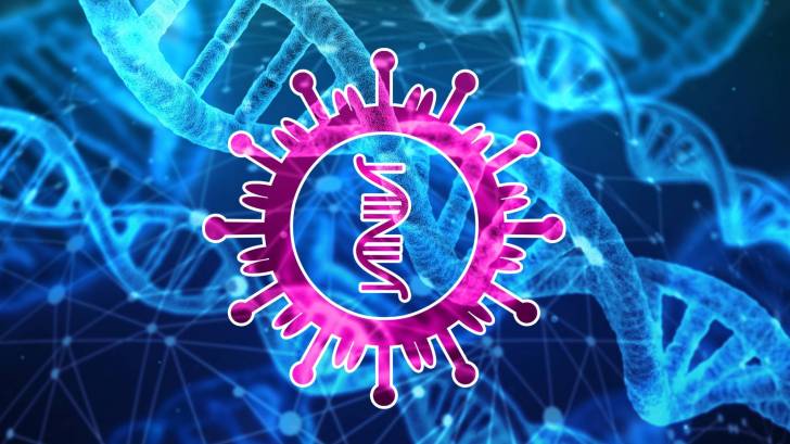 depiction of rna and the coronavirus drawing