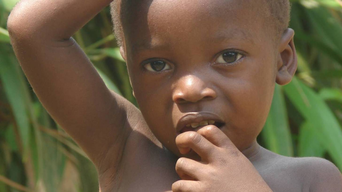 young african child in the woods