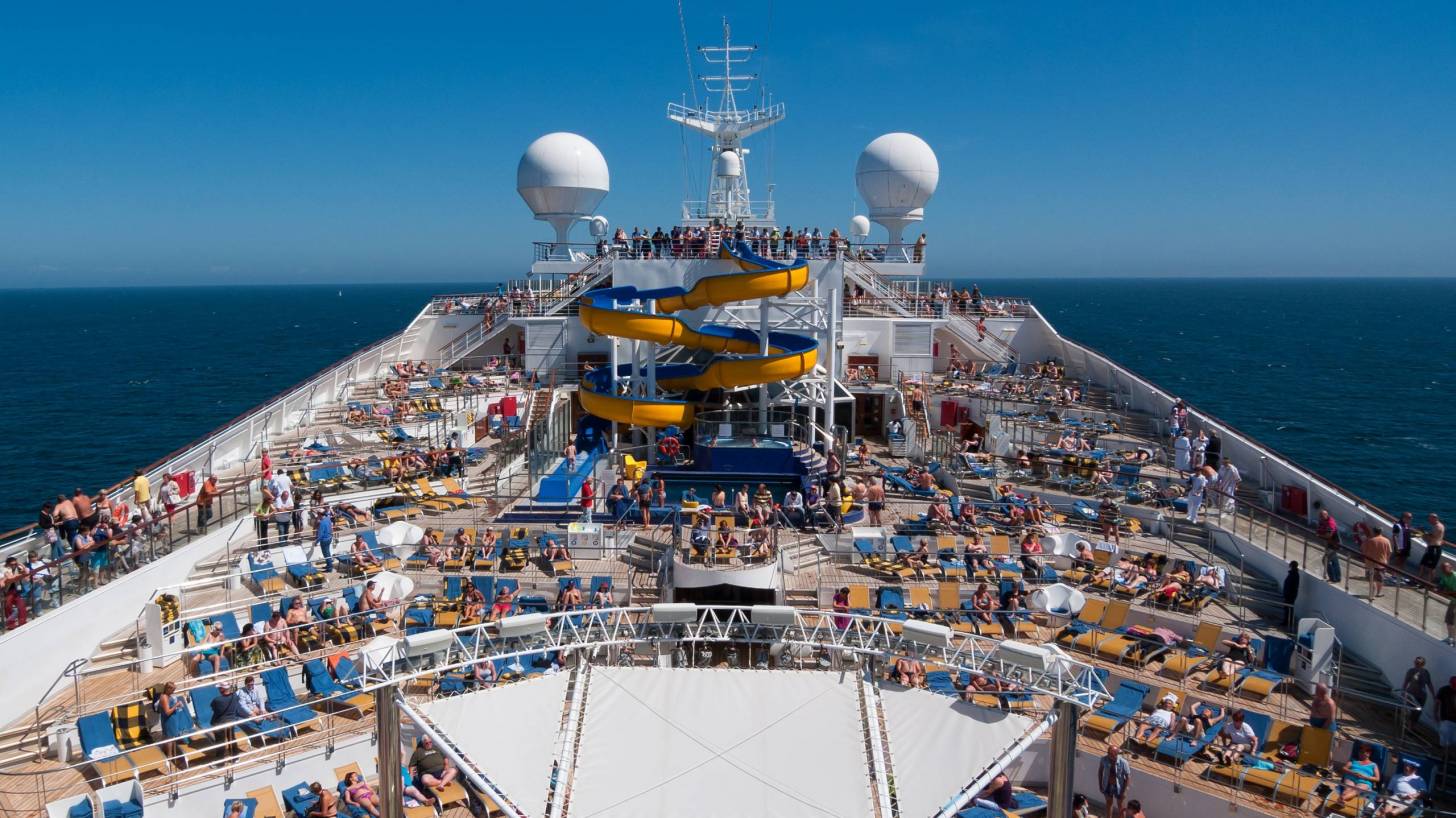 cruise ship top with people on the deck