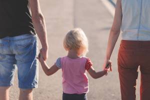 family walking together happy